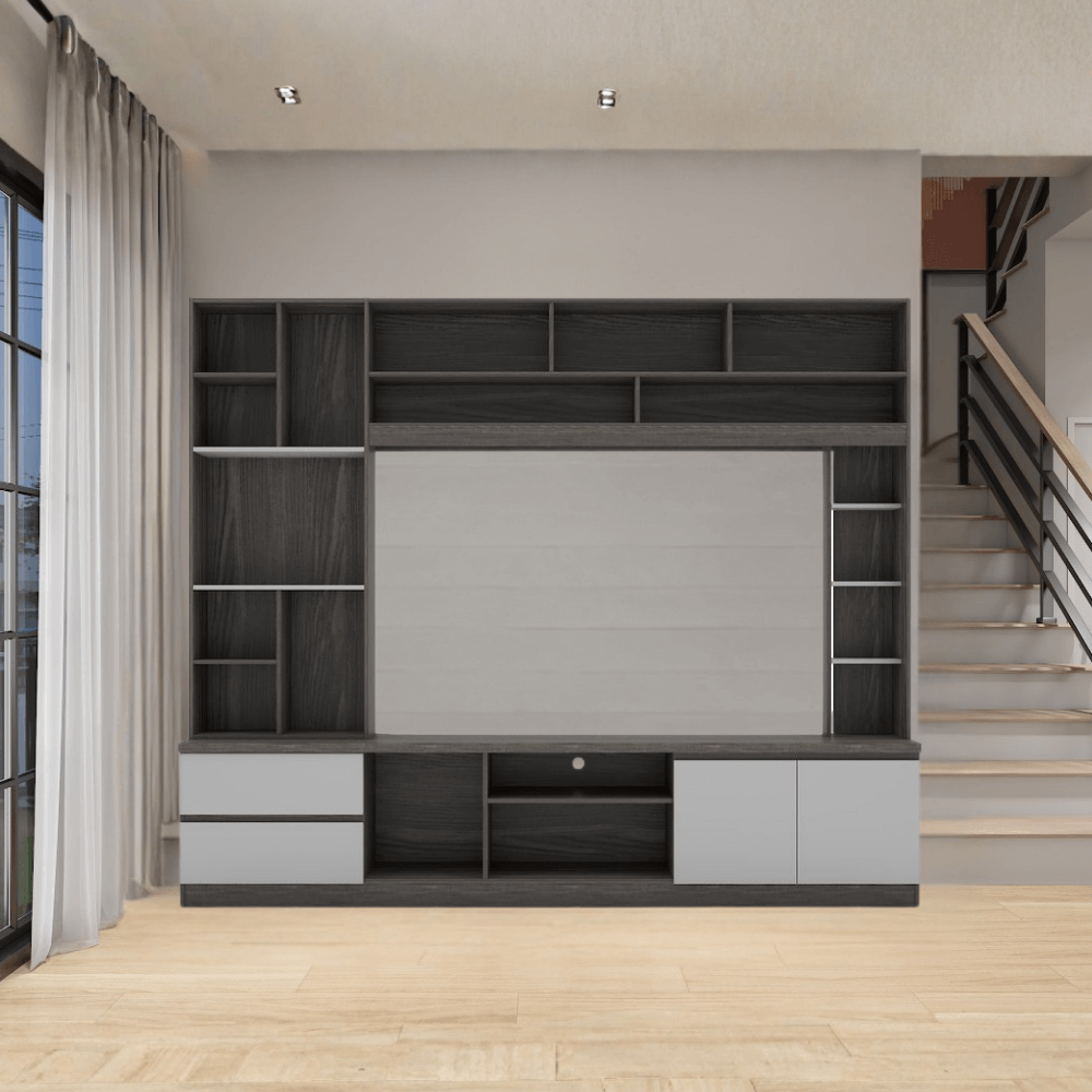 ตู้วางทีวี WISDOM DESIGN FURNITURE รุ่น HT-243A 240 ซม. สีไลท์เวงเก้/เทา