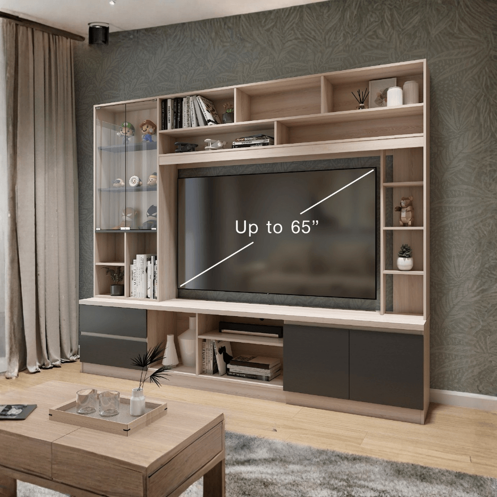 ตู้วางทีวี WISDOM DESIGN FURNITURE รุ่น HT-243B 240 ซม. สีโซลิค/กราไฟท์