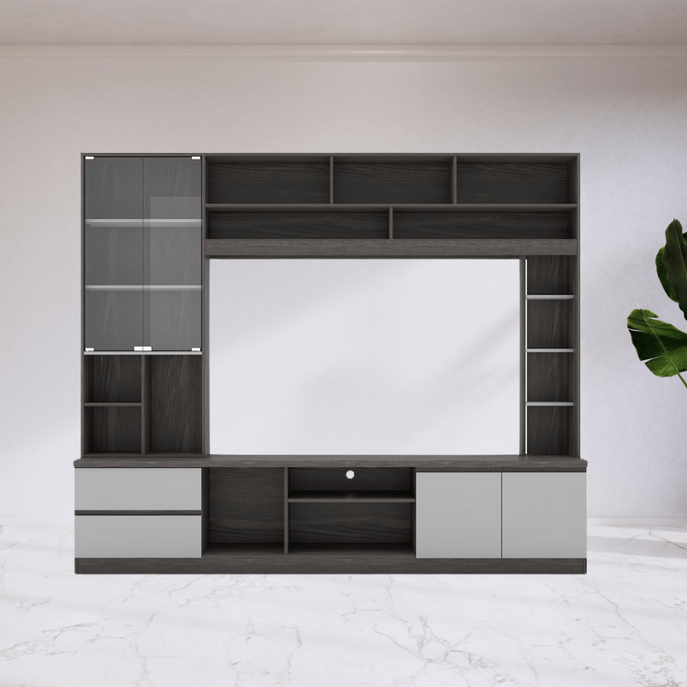 ตู้วางทีวี WISDOM DESIGN FURNITURE รุ่น HT-243B 240 ซม. สีไลท์เวงเก้/เทา