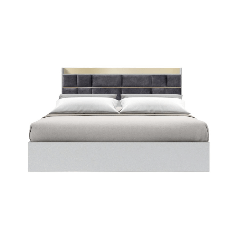 ชุดห้องนอน + ที่นอน PVC 6 ฟุต WISDOM DESIGN FURNITURE รุ่น BRAELYN 6 (กระจก) สีไลท์ยีนส์/ขาว