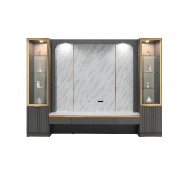 ตู้วางทีวี WISDOM DESIGN FURNITURE รุ่น LANA 300 ซม. สียีนส์กราไฟท์/ไวท์มาร์เบิ้ล