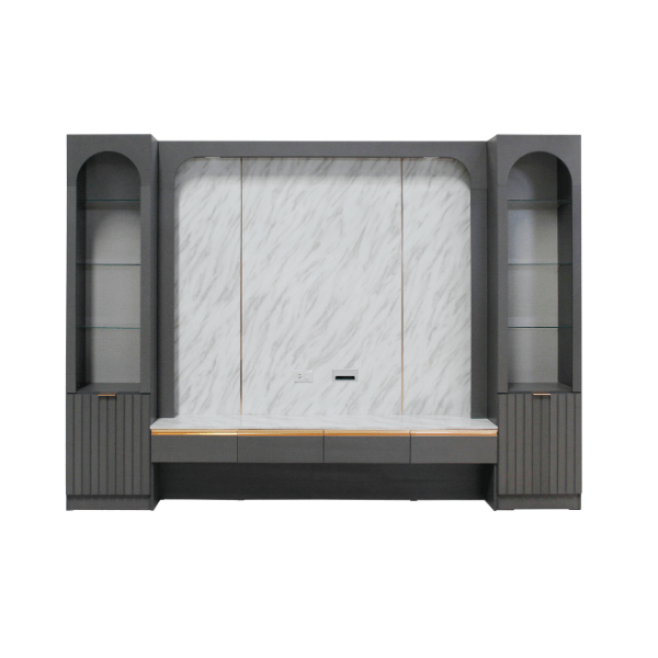 ตู้วางทีวี WISDOM DESIGN FURNITURE รุ่น NORA 300 ซม. สียีนส์กราไฟท์/ไวท์มาร์เบิ้ล