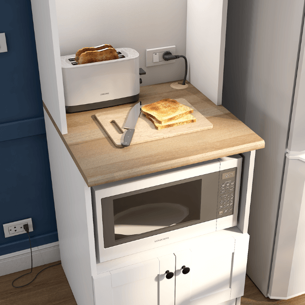 ครัวไม้สำเร็จ ตู้ตั้งพื้นพร้อมช่องใส่ไมโครเวฟ WISDOM DESIGN FURNITURE รุ่น KT-60 60 ซม. สีขาว/โรม่า_1