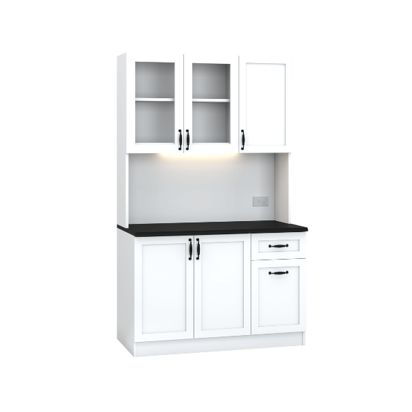 ครัวไม้สำเร็จ ตู้ตั้งพื้นท็อปเรียบ WISDOM DESIGN FURNITURE KT-121B 120 ซม. สีขาว/ดำ