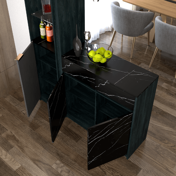 เคาน์เตอร์บาร์ WISDOM DESIGN FURNITURE GI-1 150 ซม. สีแอชเกรย์/ดาร์คมาร์เบิ้ล_1