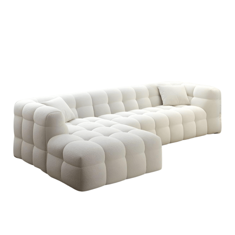 โซฟาเข้ามุมซ้าย 3 ที่นั่ง WISDOM DESIGN FURNITURE รุ่น MONI 220 ซม. ผ้าขนแกะ สีขาว