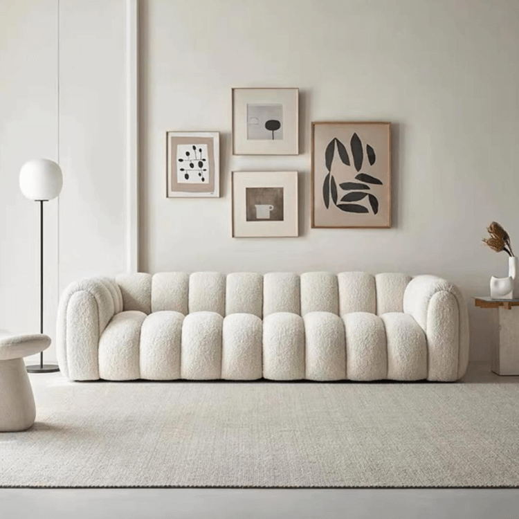 โซฟา 3 ที่นั่ง WISDOM DESIGN FURNITURE รุ่น LISA 220 ซม. ผ้าขนแกะ สีขาว