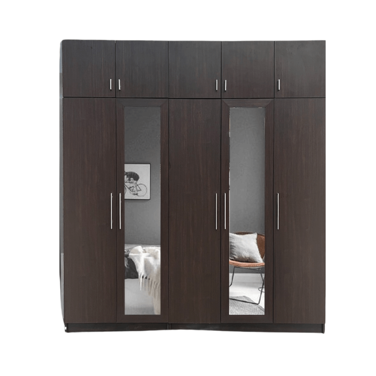 ตู้เสื้อผ้า 5 บานเปิด WISDOM DESIGN FURNITURE 225 ซม. สีโอ๊ค