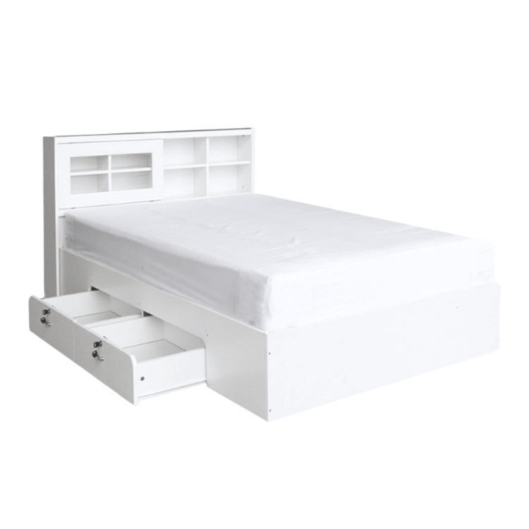 เตียง + ที่นอนสปริง 3.5 ฟุต WISDOM DESIGN FURNITURE รุ่น DESIGN-D สีขาว