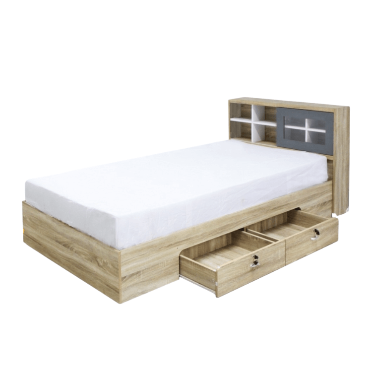 เตียง + ที่นอนสปริง 3.5 ฟุต WISDOM DESIGN FURNITURE รุ่น DESIGN-D สีโซลิค