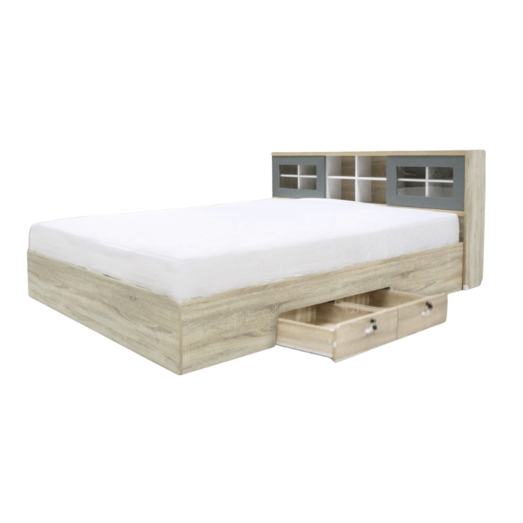 เตียง + ที่นอนสปริง 6 ฟุต WISDOM DESIGN FURNITURE รุ่น DESIGN-D สีโซลิค