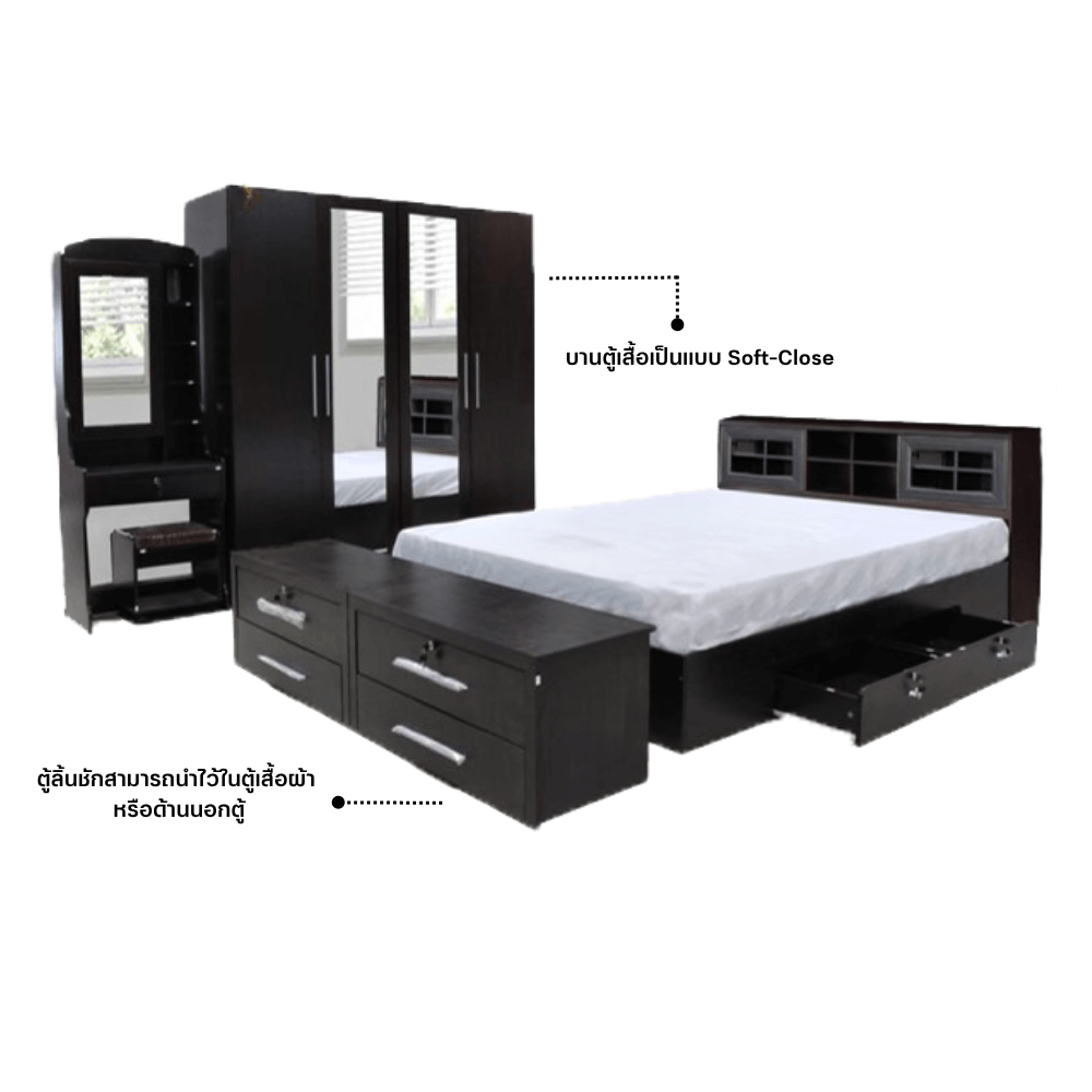 ชุดห้องนอน 3.5 ฟุต WISDOM DESIGN FURNITURE รุ่น NAKED1 สี โอ๊ค_2