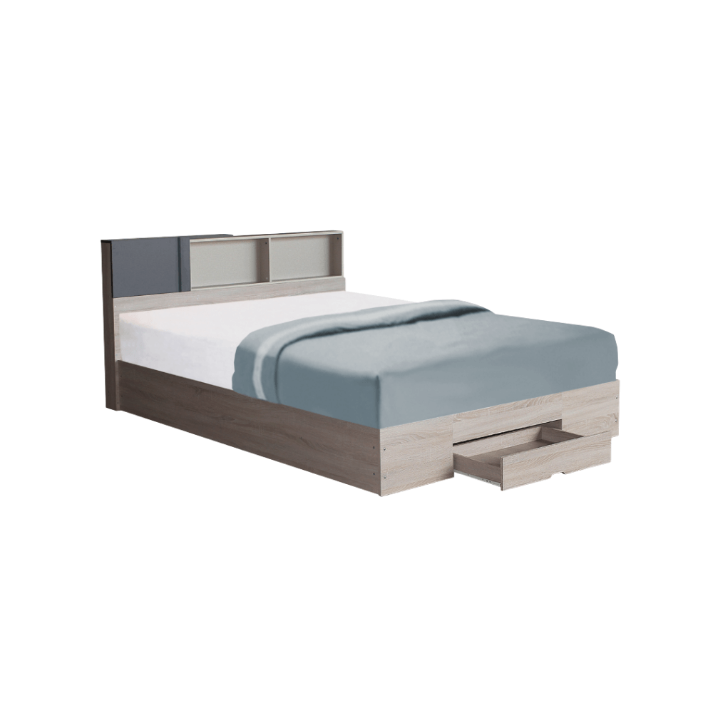 ชุดห้องนอน + ที่นอน PVC 5 ฟุต WISDOM DESIGN FURNITURE รุ่น AVA สี โซลิค ลิ้นชักท้ายเตียง_2