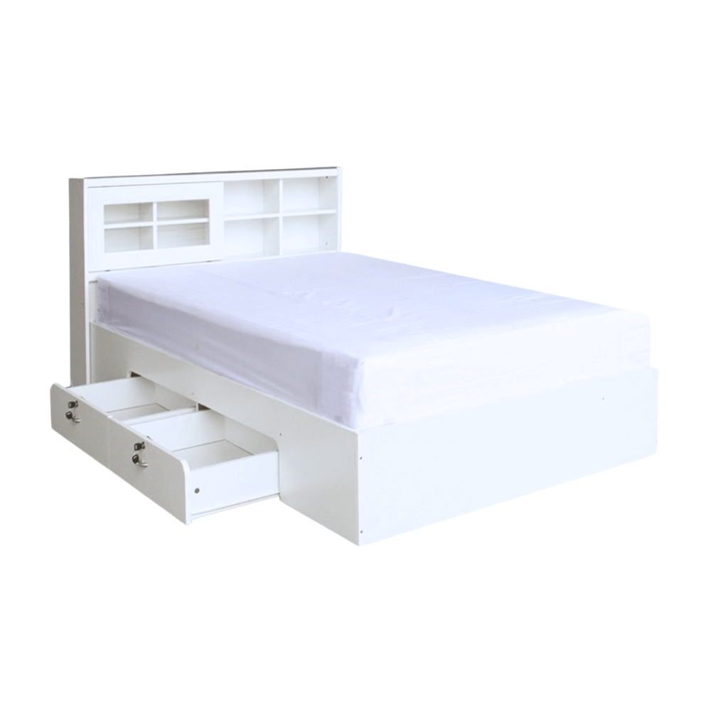 ชุดห้องนอน + ที่นอนสปริง 6 ฟุต WISDOM DESIGN FURNITURE รุ่น RADDER สีขาว_2