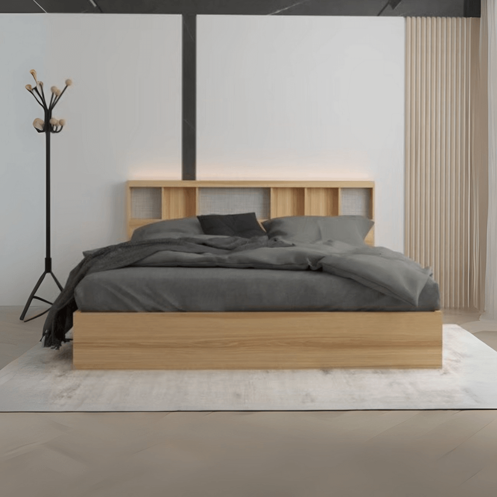 ชุดห้องนอน + ที่นอนสปริง 5 ฟุต WISDOM DESIGN FURNITURE รุ่น TENSHI 200 สีไลท์ยีนส์/แอช