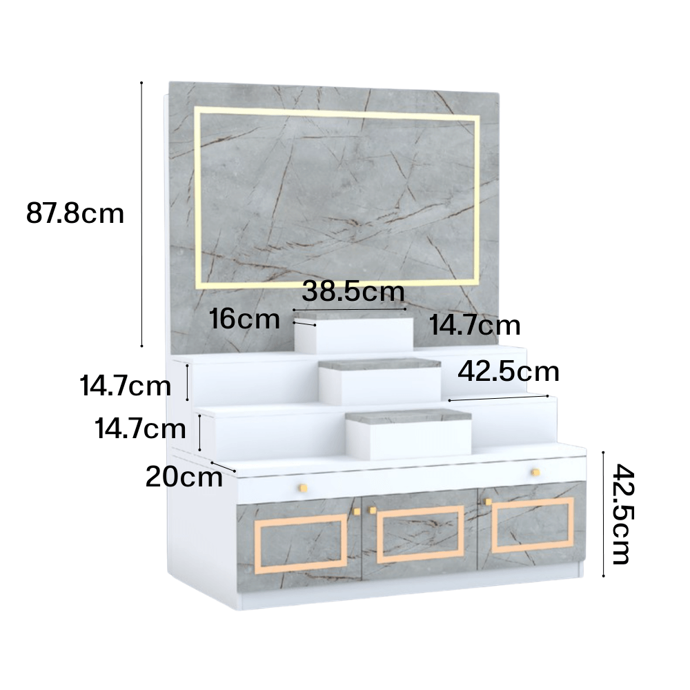 โต๊ะหมู่บูชา WISDOM DESIGN FURNITURE รุ่น GO-01 ขนาด 120 ซม. สีขาว/ไลท์มาร์เบิ้ล