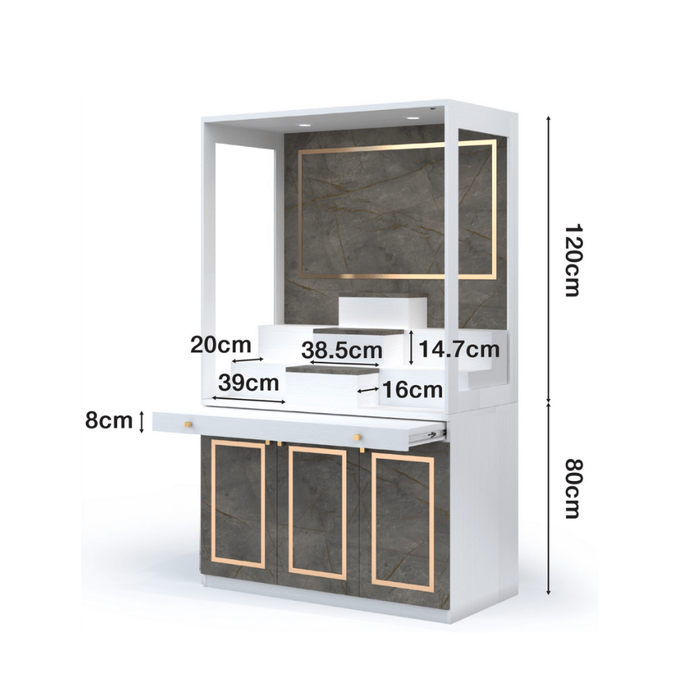 ตู้พระ WISDOM DESIGN FURNITURE รุ่น GO-02 ขนาด 120 ซม. สีขาว/บราวน์มาร์เบิ้ล