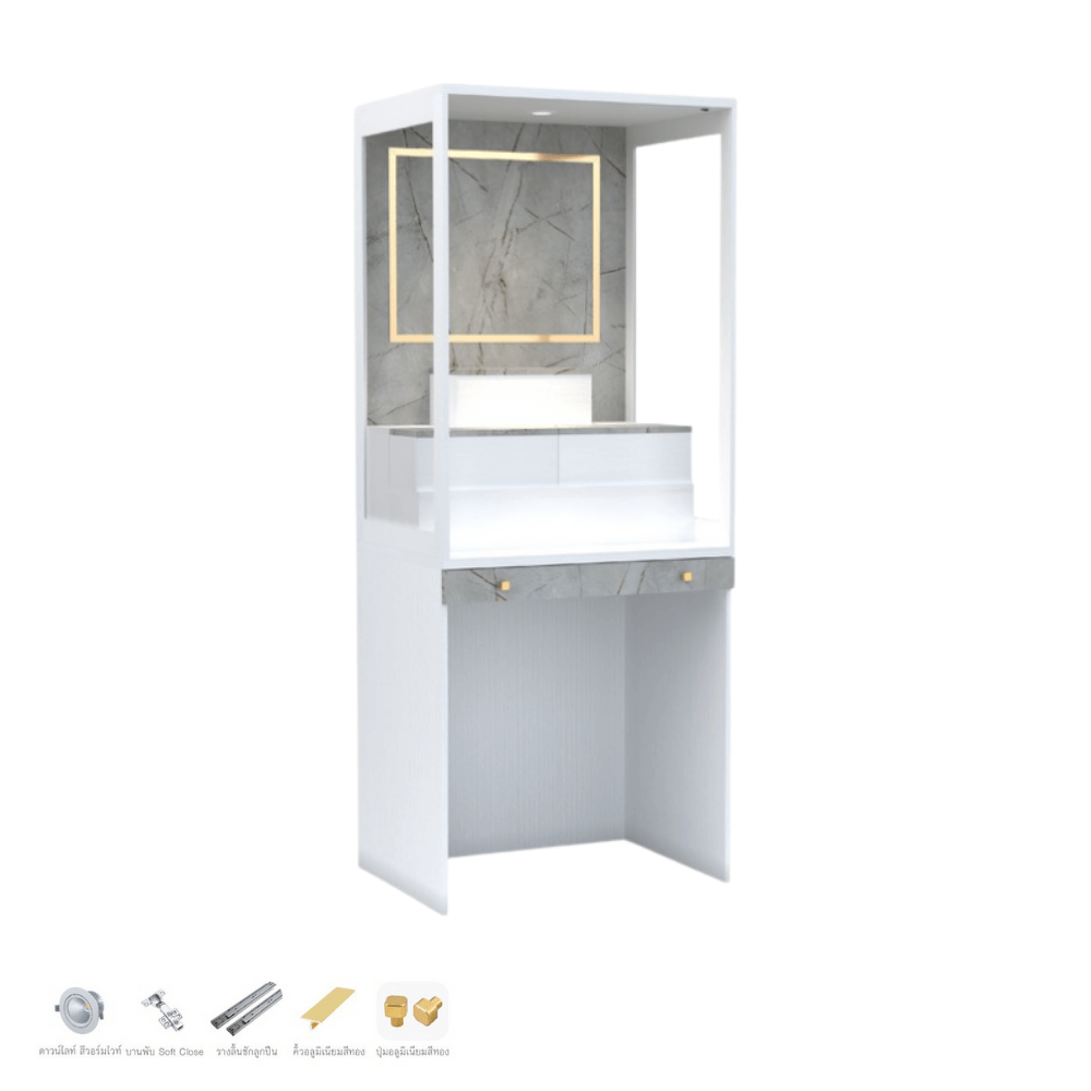 ตู้พระ WISDOM DESIGN FURNITURE รุ่น GO-03A ขนาด 80 ซม. สีขาว/ไลท์มาร์เบิ้ล