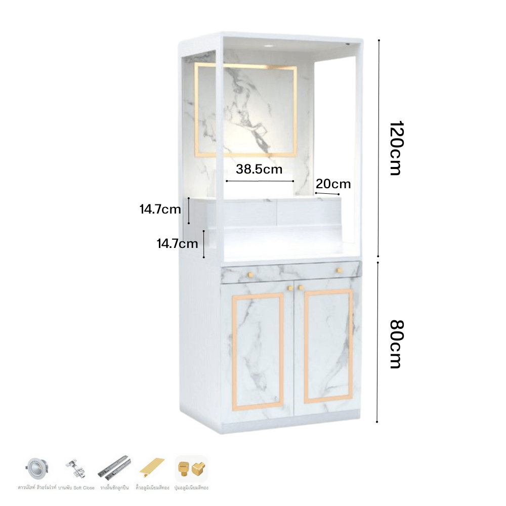 ตู้พระ WISDOM DESIGN FURNITURE รุ่น GO-03B ขนาด 80 ซม. สีขาว/มาร์เบิ้ล