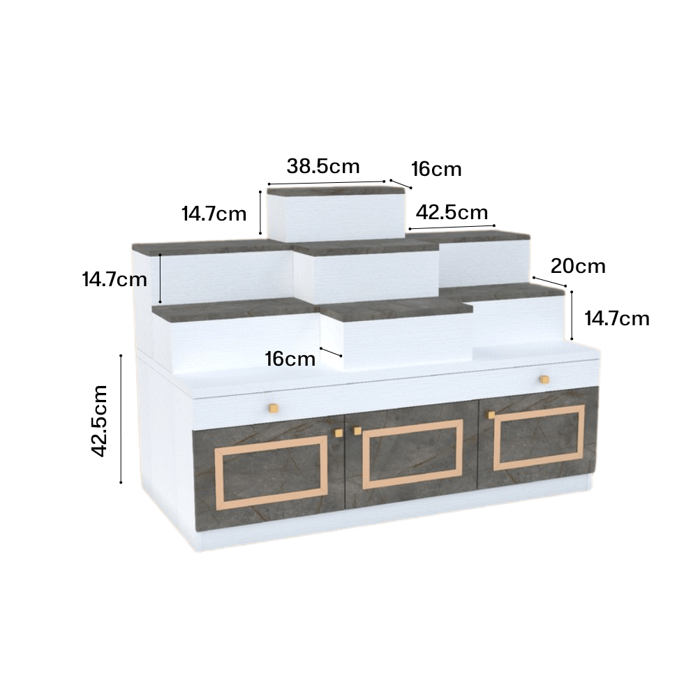 โต๊ะหมู่บูชา WISDOM DESIGN FURNITURE รุ่น GO-04 ขนาด 120 ซม. สีขาว/บราวน์มาร์เบิ้ล