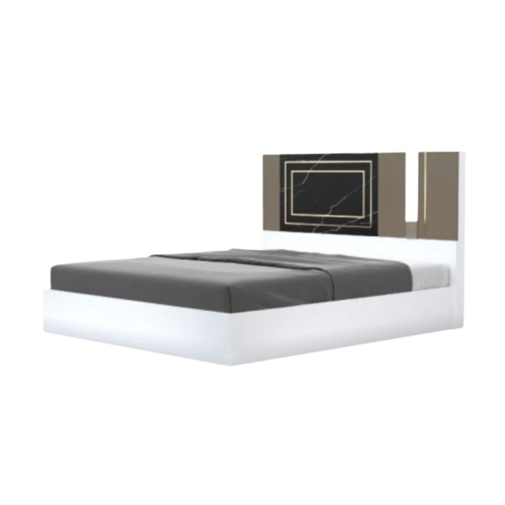 ชุดห้องนอน + ที่นอน PVC 5 ฟุต WISDOM DESIGN FURNITURE รุ่น CHARLOTTE สีขาว/ดาร์คมาร์เบิ้ล/ฟอสซิลค์