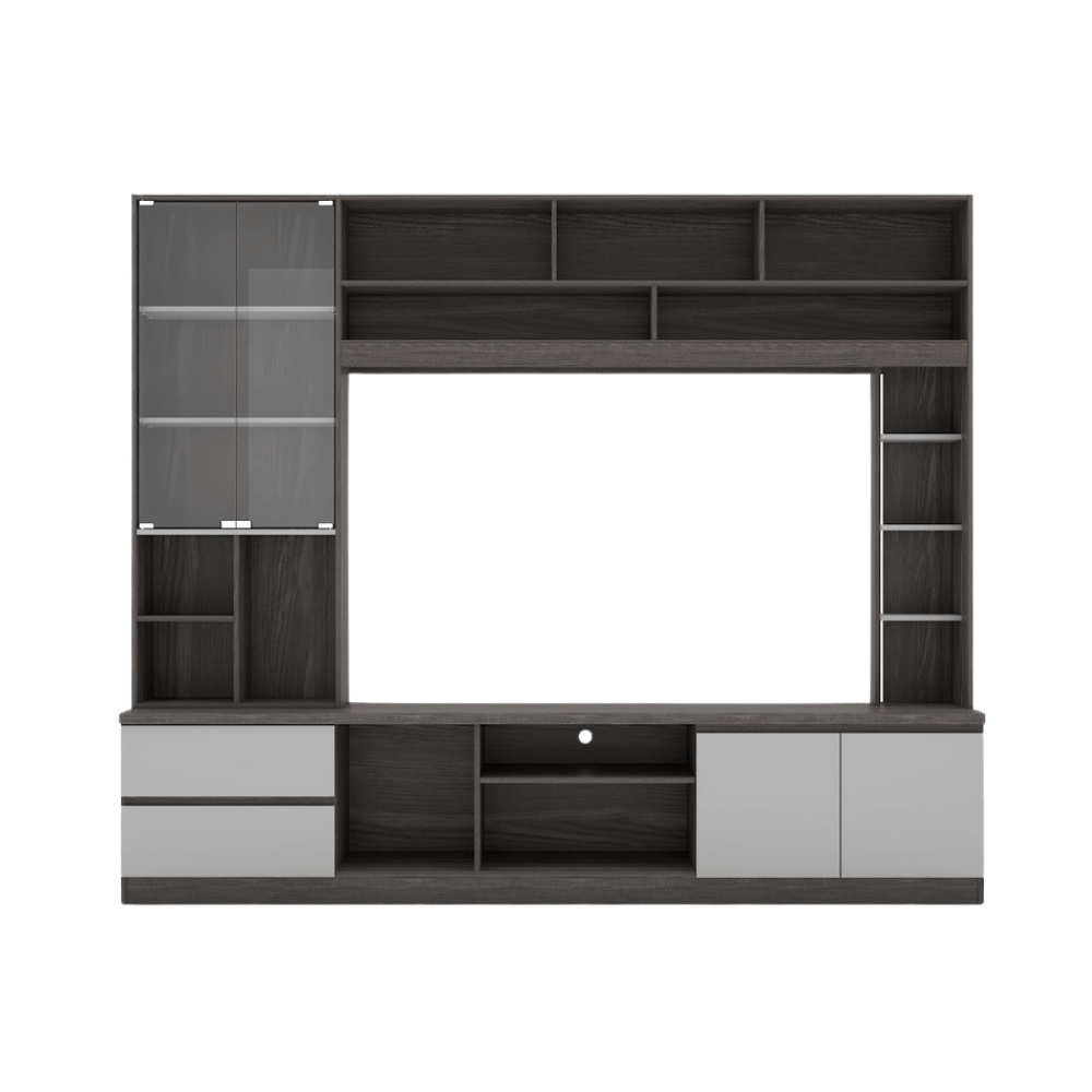 ตู้วางทีวี WISDOM DESIGN FURNITURE รุ่น HT-243B 240 ซม. สีไลท์เวงเก้/เทา