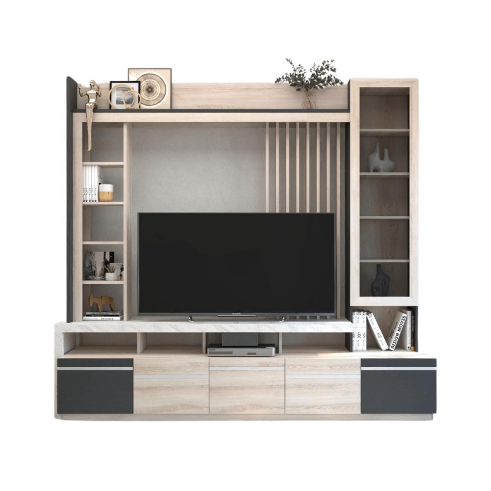 ตู้วางทีวี WISDOM DESIGN FURNITURE รุ่น HT-2401 240 ซม. สีโซลิค/กราไฟท์/ไวท์มาร์เบิ้ล