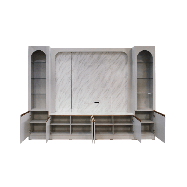 ตู้วางทีวี WISDOM DESIGN FURNITURE รุ่น MABEL 300 ซม. สีไลท์ยีนส์/ไวท์มาร์เบิ้ล