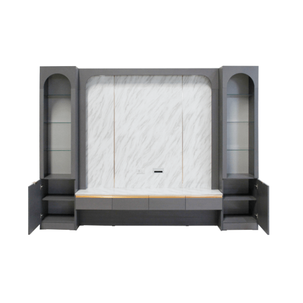 ตู้วางทีวี WISDOM DESIGN FURNITURE รุ่น NORA 300 ซม. สียีนส์กราไฟท์/ไวท์มาร์เบิ้ล