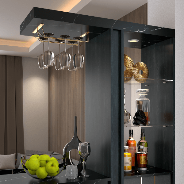 เคาน์เตอร์บาร์ WISDOM DESIGN FURNITURE GI-1 150 ซม. สีแอชเกรย์/ดาร์คมาร์เบิ้ล_2