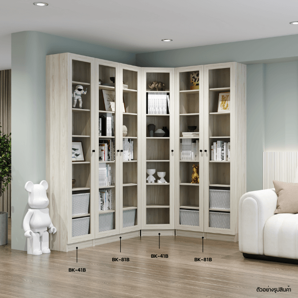ตู้หนังสือ WISDOM DESIGN FURNITURE รุ่น BK-41B 40 ซม. สีไวท์โอ๊ค