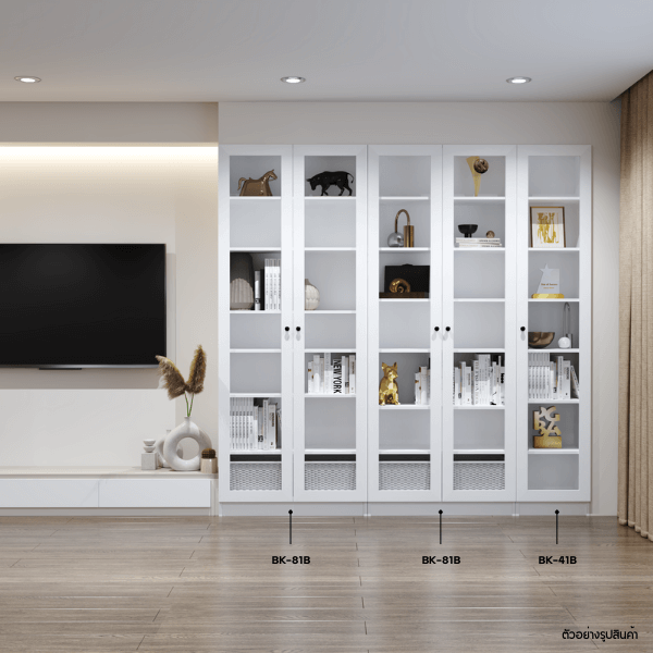 ตู้หนังสือ WISDOM DESIGN FURNITURE รุ่น BK-81B 80 ซม. สีขาว
