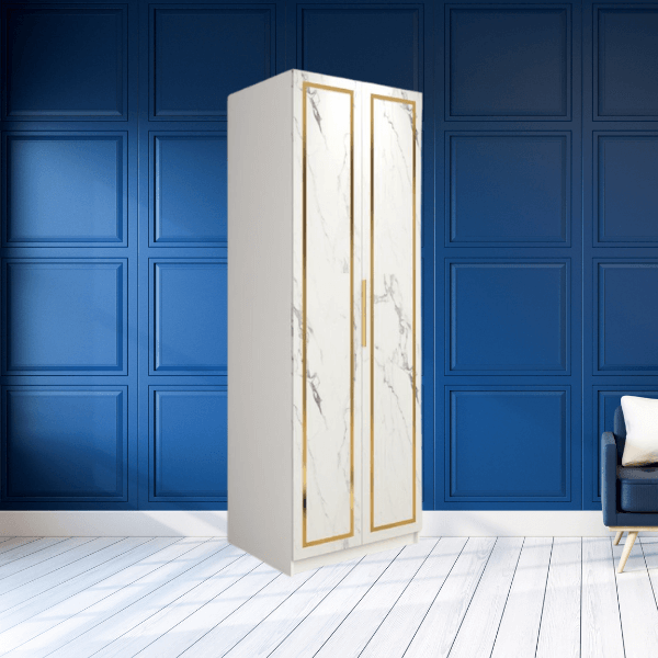 ตู้เสื้อผ้าบานเปิด 2 ประตู WISDOM DESIGN FURNITURE รุ่น GC-801A 80 ซม. สีขาว/ซอฟท์มาร์เบิ้ล_2