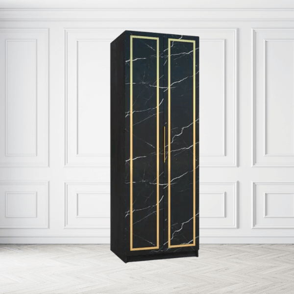 ตู้เสื้อผ้าบานเปิด 2 ประตู WISDOM DESIGN FURNITURE รุ่น GC-801A 80 ซม. สีขาว/ดาร์คมาร์เบิ้ล_2