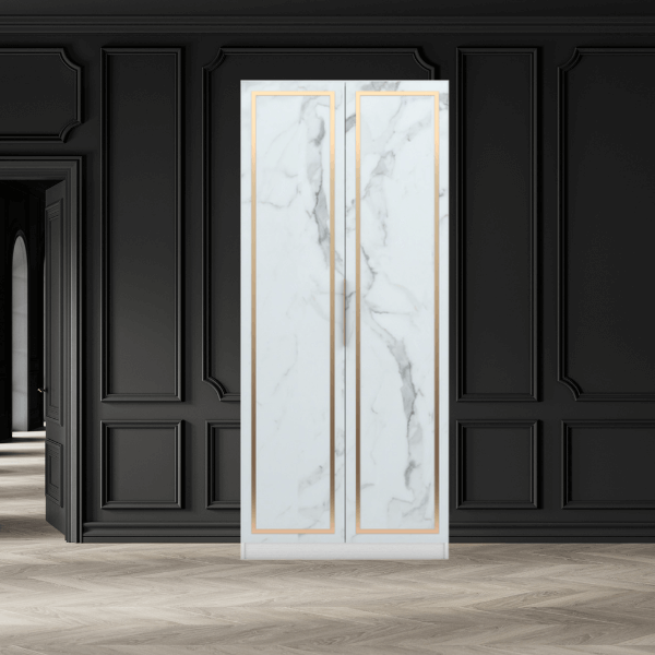 ตู้เสื้อผ้าบานเปิด 2 ประตู WISDOM DESIGN FURNITURE รุ่น GC-1001A 100 ซม. สีขาว/ซอฟท์มาร์เบิ้ล_2