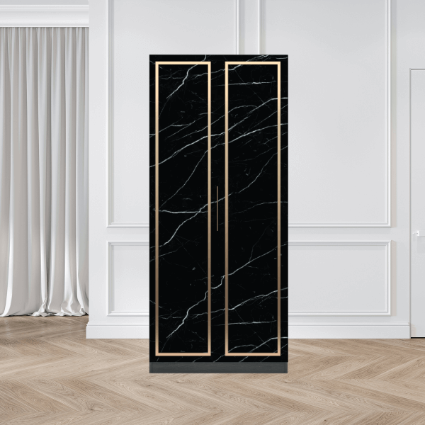 ตู้เสื้อผ้าบานเปิด 2 ประตู WISDOM DESIGN FURNITURE รุ่น GC-1001A 100 ซม. สีแอชเกรย์/ดาร์คมาร์เบิ้ล_2