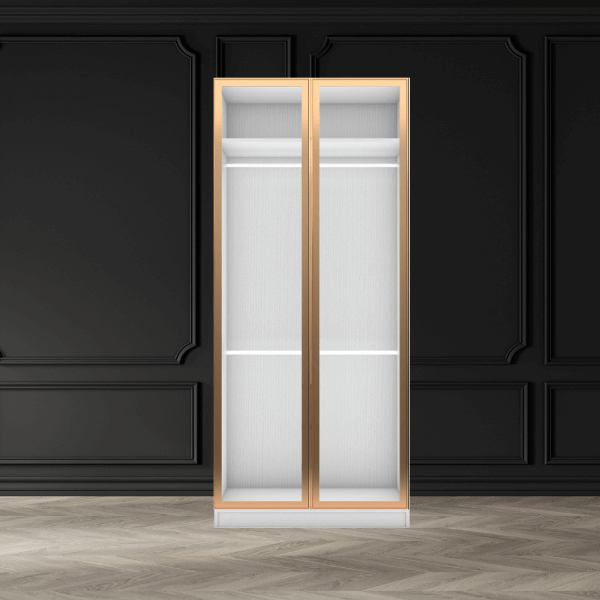 ตู้เสื้อผ้าบานเปิด 2 ประตู WISDOM DESIGN FURNITURE รุ่น GC-1001B 100 ซม. สีขาว/โกลด์_2