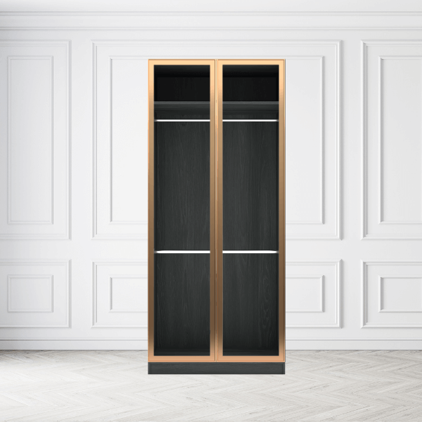 ตู้เสื้อผ้าบานเปิด 2 ประตู WISDOM DESIGN FURNITURE รุ่น GC-1001B 100 ซม. สีแอชเกรย์/โกลด์_2