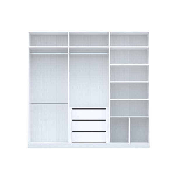 ตู้เสื้อผ้า 6 บานเปิด WISDOM DESIGN FURNITURE รุ่น GC-2401A 240 ซม. สีขาว/ซอฟท์มาร์เบิ้ล
