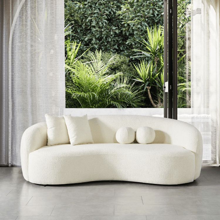 โซฟา 2 ที่นั่ง WISDOM DESIGN FURNITURE รุ่น SOE 220 ซม. ผ้าขนแกะ สีขาว