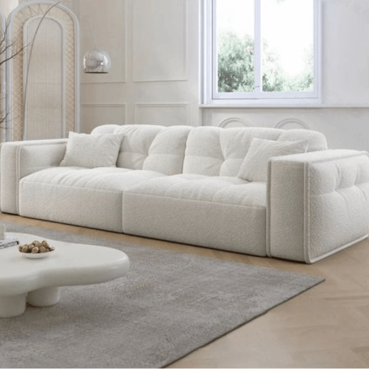 โซฟา 2 ที่นั่ง WISDOM DESIGN FURNITURE รุ่น KATE 200 ซม. ผ้าขนแกะ สีขาว