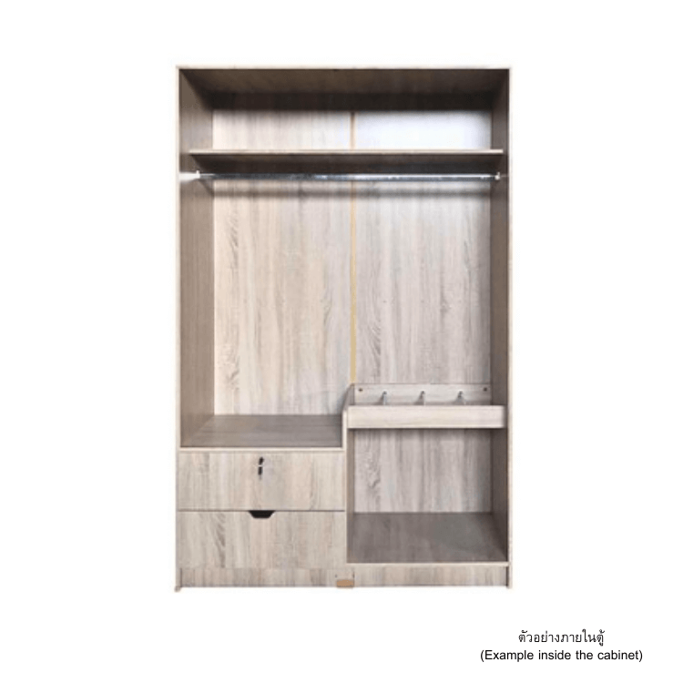 ตู้เสื้อผ้า 2 บานเปิด WISDOM DESIGN FURNITURE รุ่น W1219M 120 ซม. สีโอ๊ค/หินอ่อน