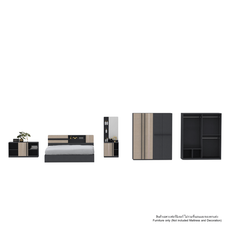 ชุดห้องนอน 6 ฟุต WISDOM DESIGN FURNITURE รุ่น LUCIFER สียีนส์/คาปูชิโน่_2