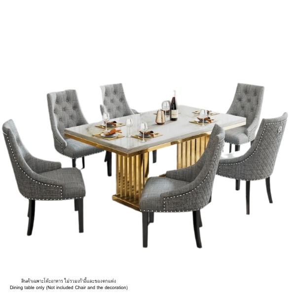 โต๊ะอาหารหินอ่อน WISDOM DESIGN FURNITURE รุ่น LOGAN 160 ซม. สีมาร์เบิ้ล/ทอง