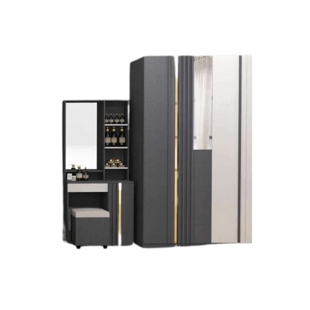 ชุดห้องนอน + ที่นอน 6 ฟุต WISDOM DESIGN FURNITURE รุ่น MARTIN สี เทา