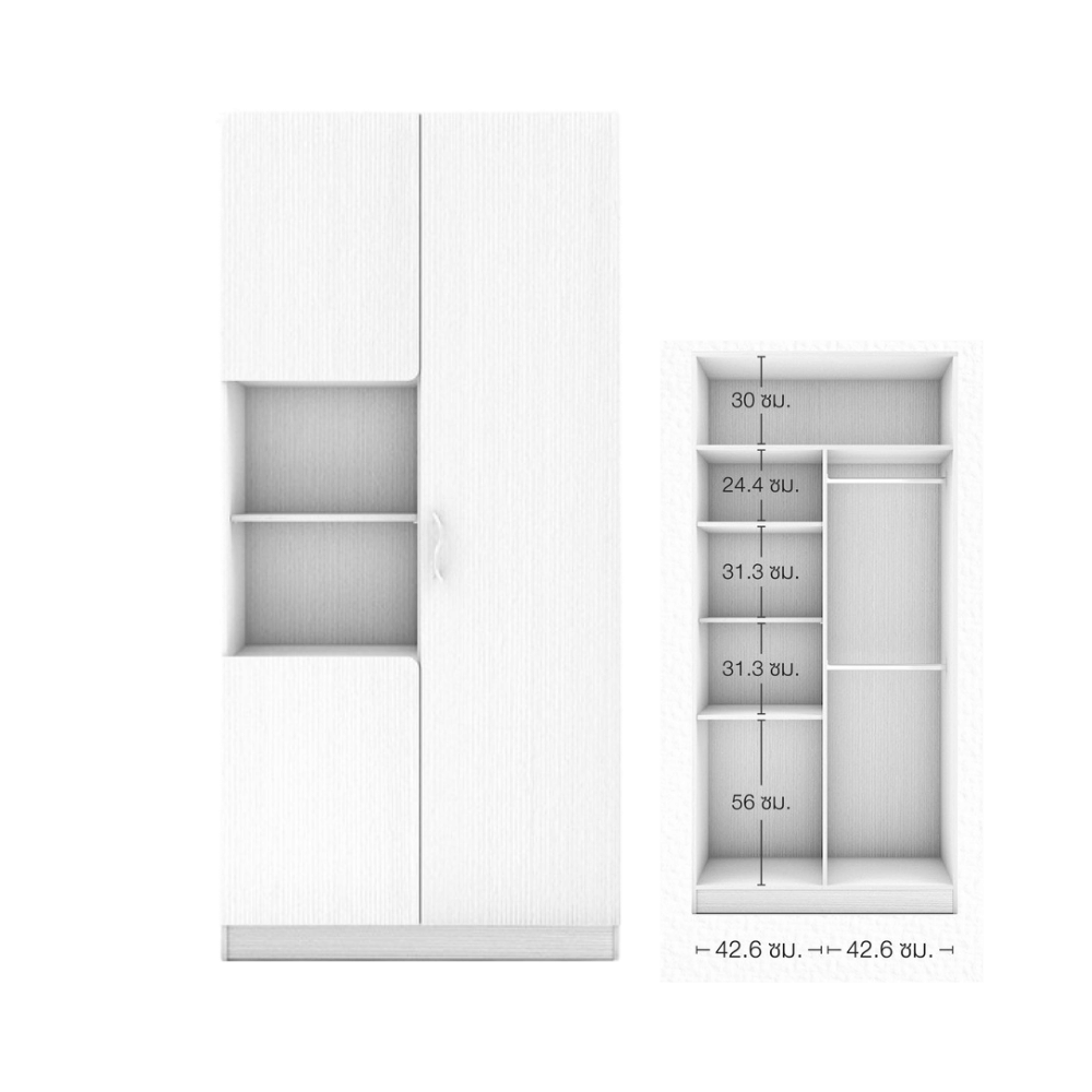 ชุดห้องนอน + ที่นอน PVC 3.5 ฟุต WISDOM DESIGN FURNITURE รุ่น FAMINGO1 สีขาว_3