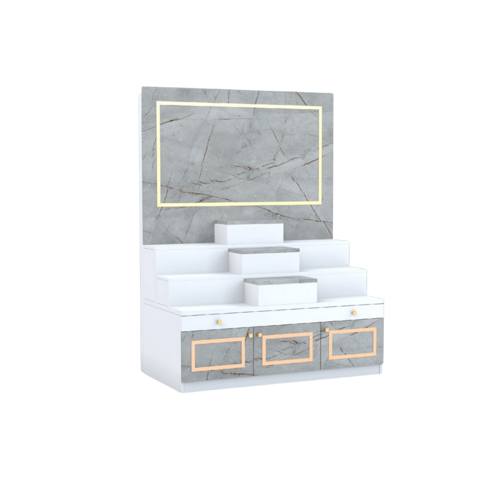 โต๊ะหมู่บูชา WISDOM DESIGN FURNITURE รุ่น GO-01 ขนาด 120 ซม. สีขาว/ไลท์มาร์เบิ้ล