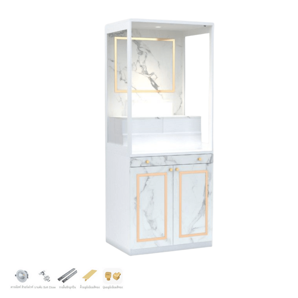 ตู้พระ WISDOM DESIGN FURNITURE รุ่น GO-03B ขนาด 80 ซม. สีขาว/มาร์เบิ้ล