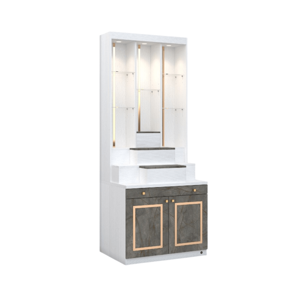 ตู้พระ WISDOM DESIGN FURNITURE รุ่น GO-06 ขนาด 80 ซม. สีขาว/บราวน์มาร์เบิ้ล/โกลด์