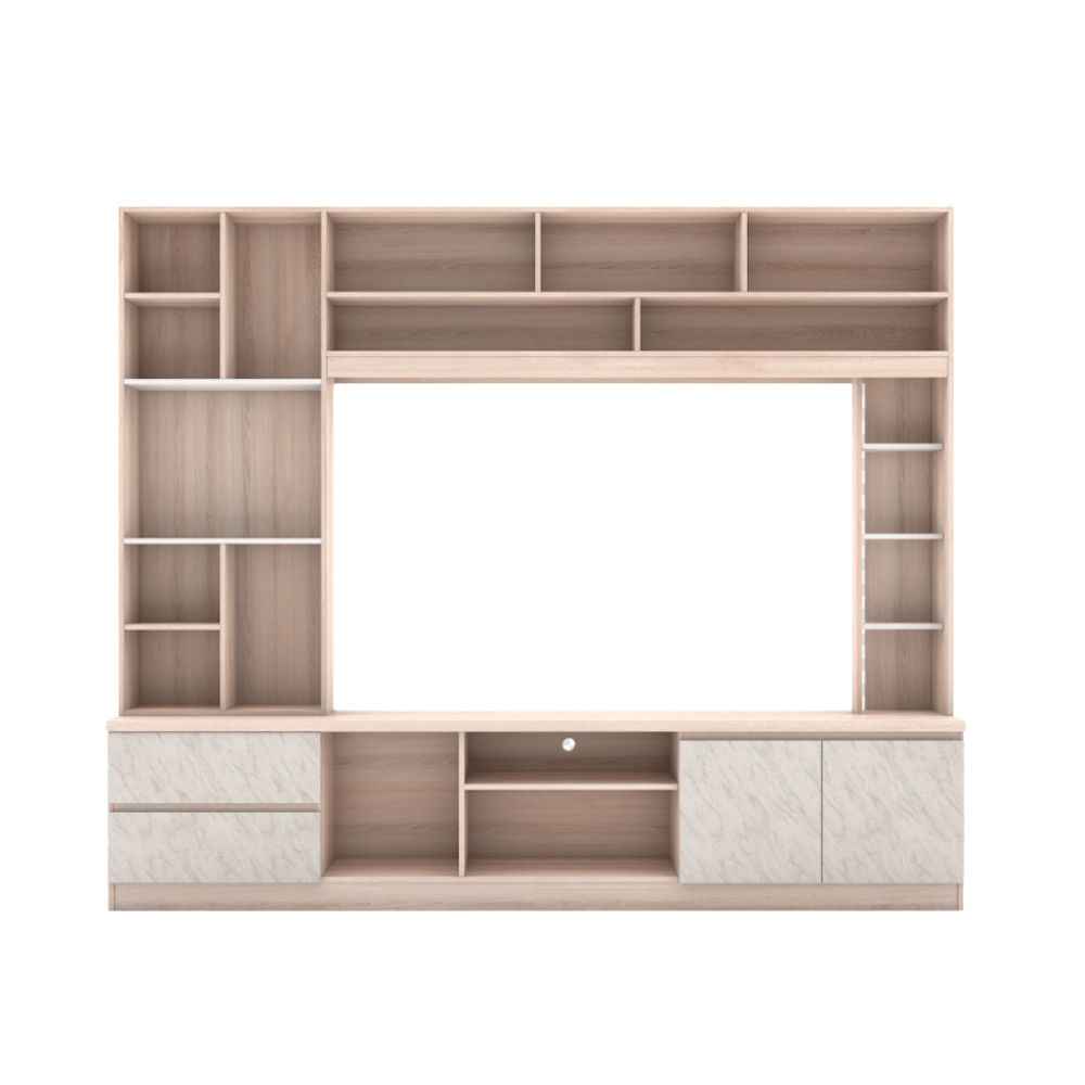 ตู้วางทีวี WISDOM DESIGN FURNITURE รุ่น HT-243A 240 ซม. สีโซลิค/ขาว/ไวท์มาร์เบิ้ล